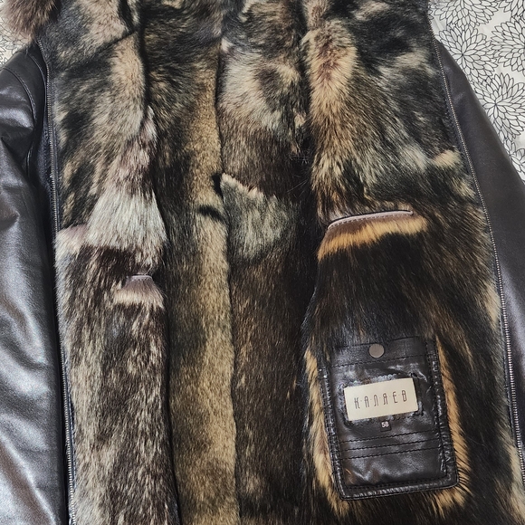 Men’s Premium Kalaev Leather Jacket - Fur LineMen's Black Leather Jacket - Picture 5 of 9